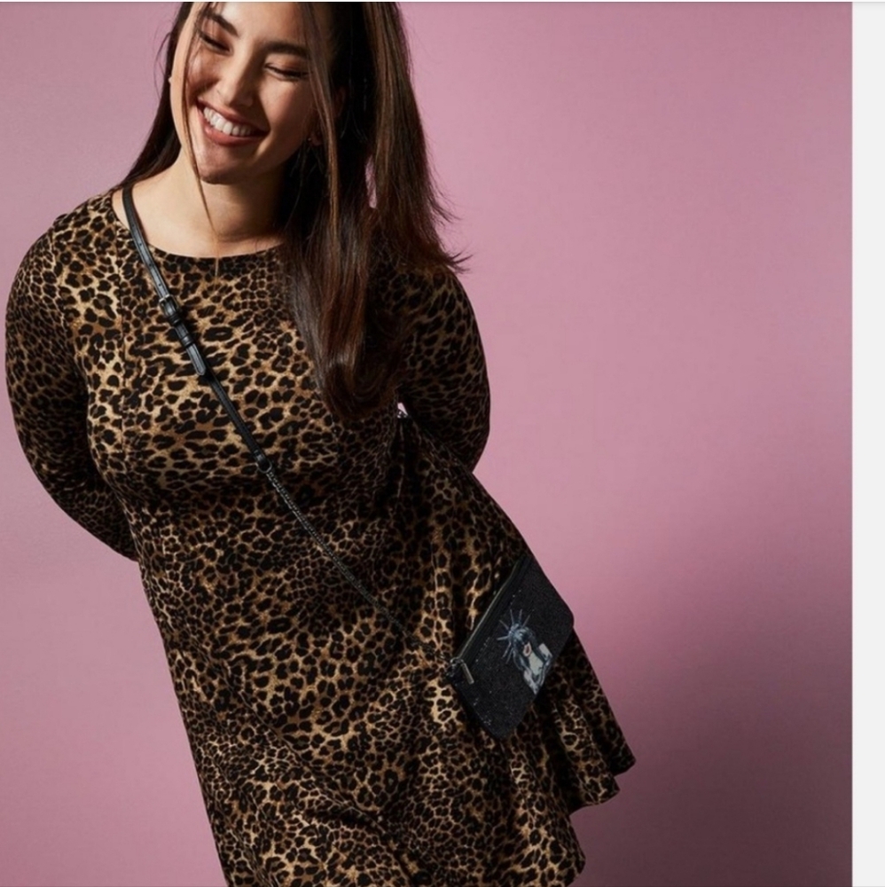 Torrid Betsey Johnson Leopard Ponte Skater Dress With Back Cutout